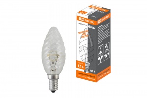 Лампа накаливания "Витая свеча" прозрачная 60 Вт-230 В-Е14 TDM  - фото, цены, купить