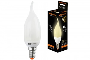 Лампа энергосберегающая КЛЛ-СW-11 Вт-2700 К–Е14 TDM (свеча на ветру) (mini) - фото, цены, купить
