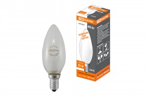 Лампа накаливания "Свеча матовая" 40 Вт-230 В-Е14 TDM  - фото, цены, купить