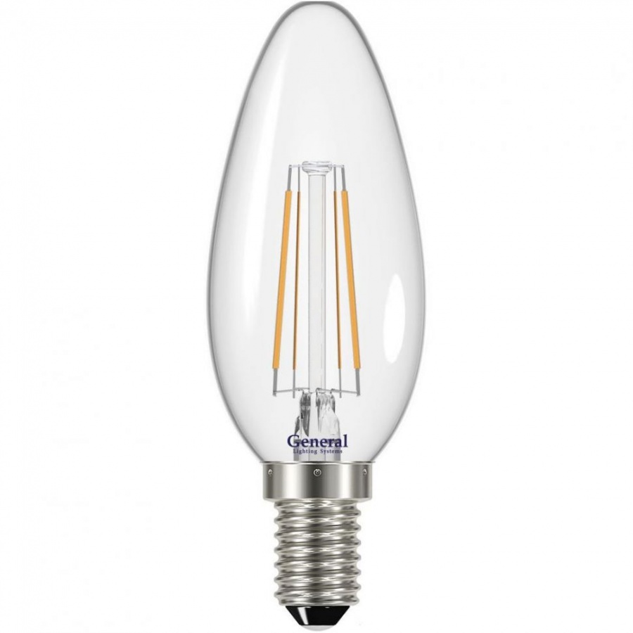 Лампа филаментная (свеча) GENERAL 8w E14 4500К - фото, цены, купить