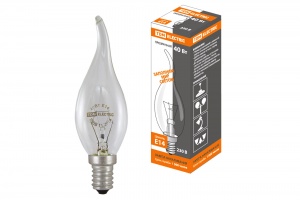 Лампа накаливания "Свеча на ветру" прозрачная 40 Вт-230 В-Е14 TDM  - фото, цены, купить