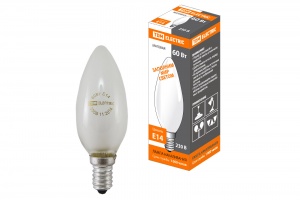 Лампа накаливания "Свеча матовая" 60 Вт-230 В-Е14 TDM  - фото, цены, купить
