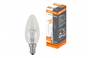 Лампа накаливания "Свеча прозрачная" 40 Вт-230 В-Е14 TDM  - фото, цены, купить