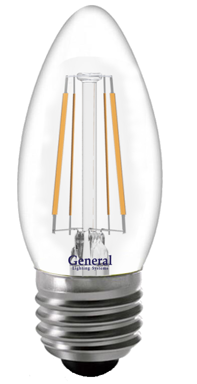 Лампа филаментная (свеча) GENERAL 6w Е27 4500К - фото, цены, купить