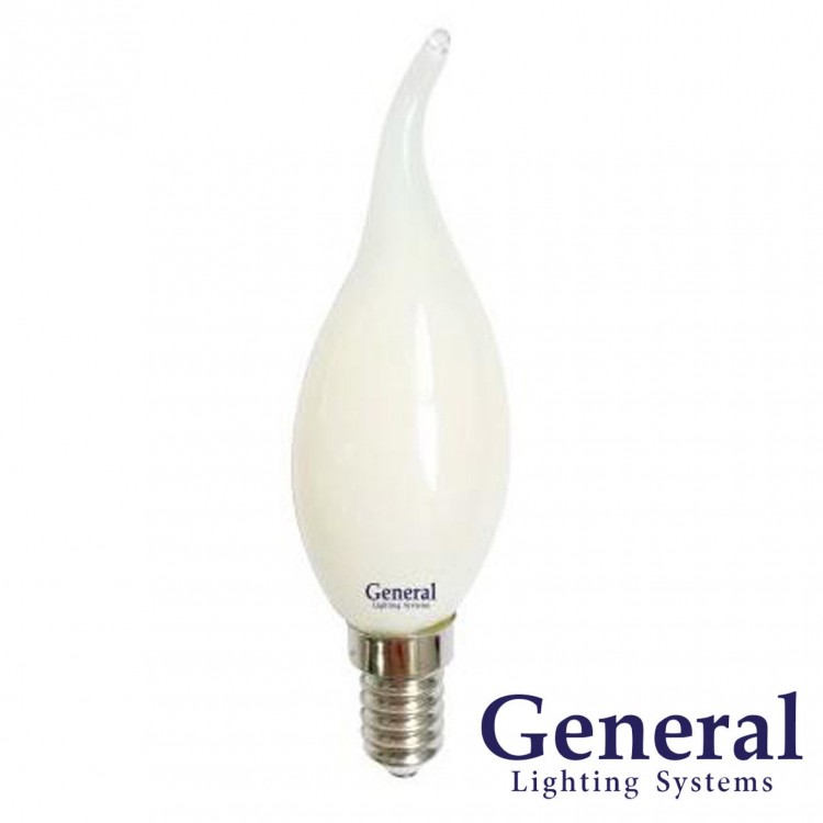 Лампа филаментная матовая (свеча на ветру) GENERAL 7w Е14 4500К - фото, цены, купить