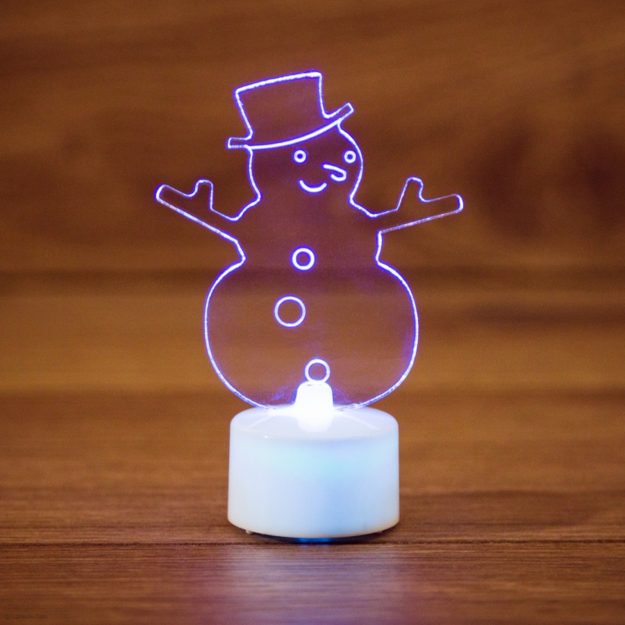 Светодиодная фигура на подставке "Снеговик в шляпе 2D", RGB - фото, цены, купить