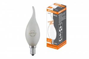 Лампа накаливания "Свеча на ветру" матовая 40 Вт-230 В-Е14 TDM  - фото, цены, купить