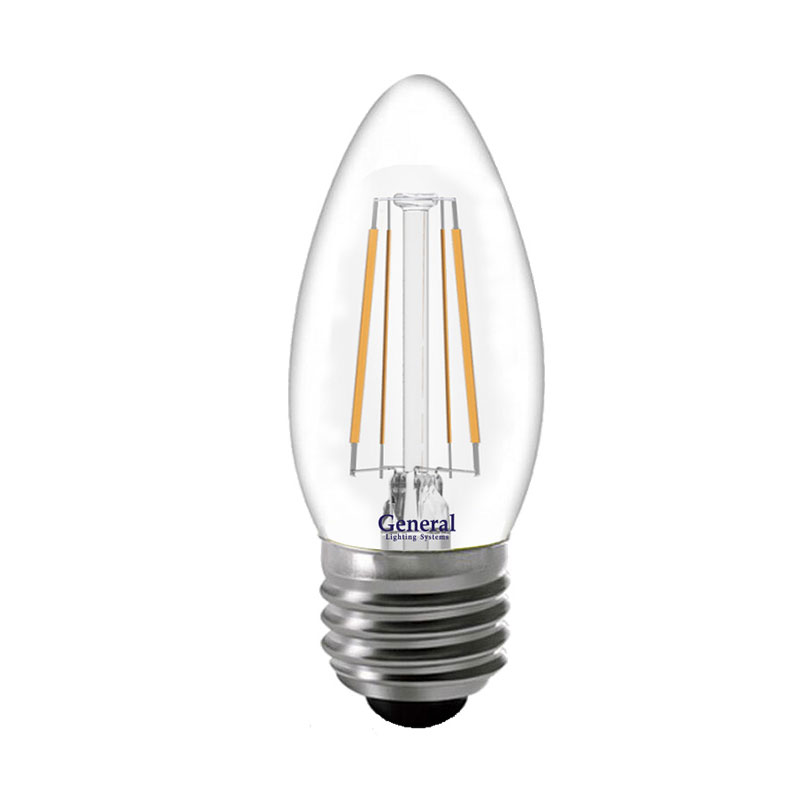 Лампа филаментная (свеча) GENERAL 8 Вт-230-E27-4500К - фото, цены, купить