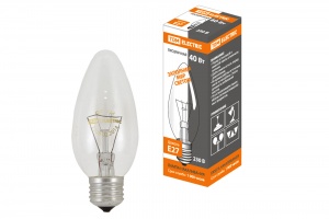 Лампа накаливания "Свеча прозрачная" 40 Вт-230 В-Е27 TDM  - фото, цены, купить